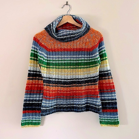 Colourful Cowl Neck Knitted Sweater - Picture 1 of 7